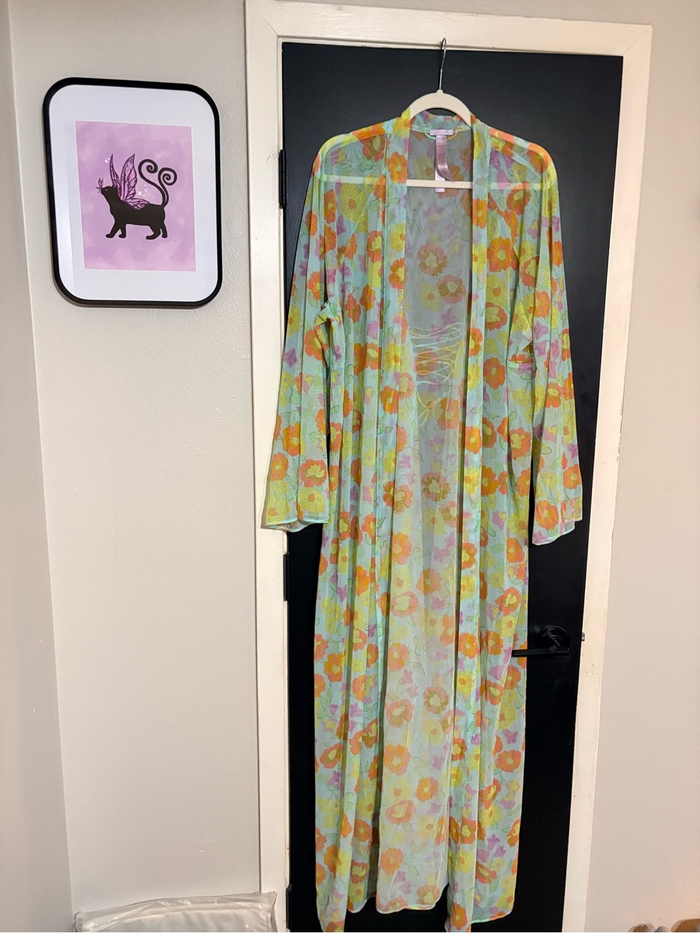 Pastel Floral Maxi Duster or Beach Cover-Up - Picture 3 of 9